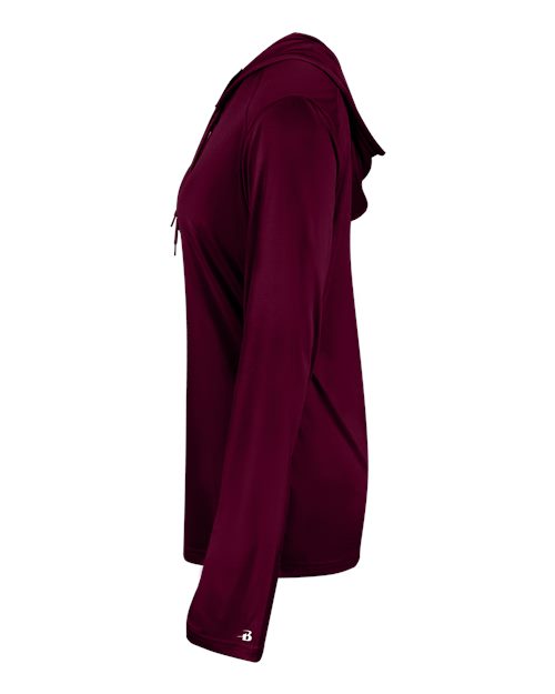 Badger Women's B-Core Long Sleeve Hooded T-Shirt 4165 Maroon