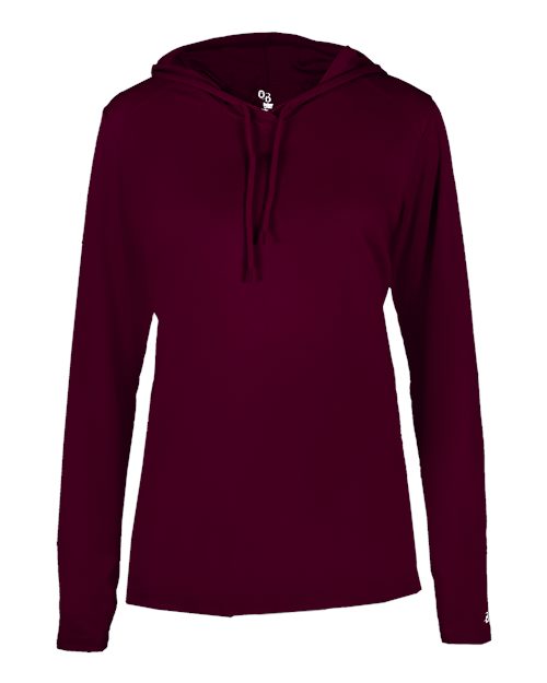 Badger Women's B-Core Long Sleeve Hooded T-Shirt 4165 Maroon