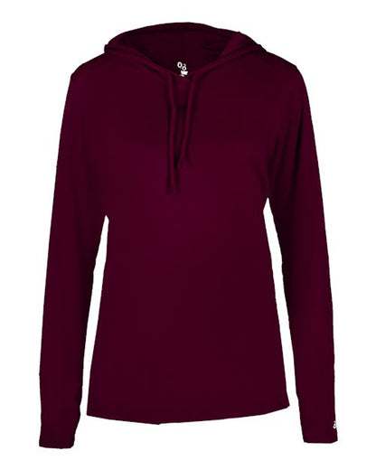 Badger Women's B-Core Long Sleeve Hooded T-Shirt 4165 Maroon