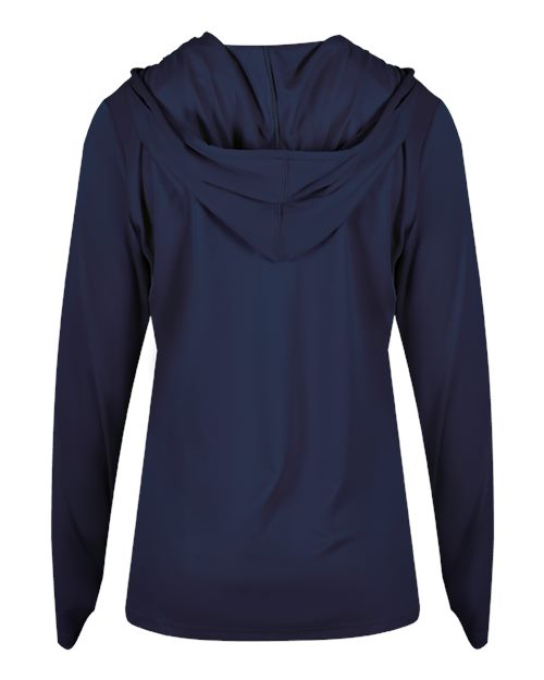 Badger Women's B-Core Long Sleeve Hooded T-Shirt 4165 Navy