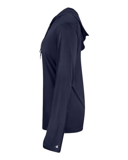 Badger Women's B-Core Long Sleeve Hooded T-Shirt 4165 Navy