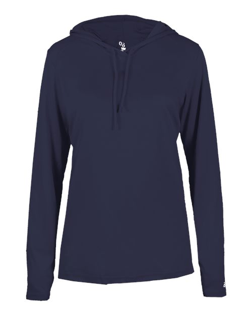 Badger Women's B-Core Long Sleeve Hooded T-Shirt 4165 Navy