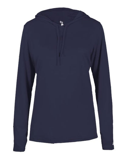 Badger Women's B-Core Long Sleeve Hooded T-Shirt 4165 Navy