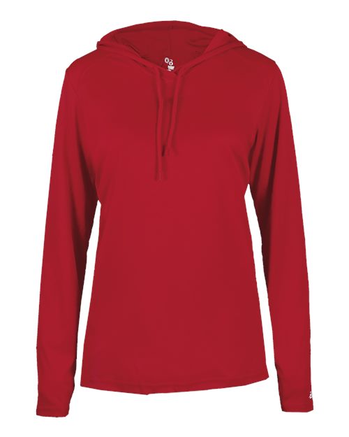 Badger Women's B-Core Long Sleeve Hooded T-Shirt 4165 Red