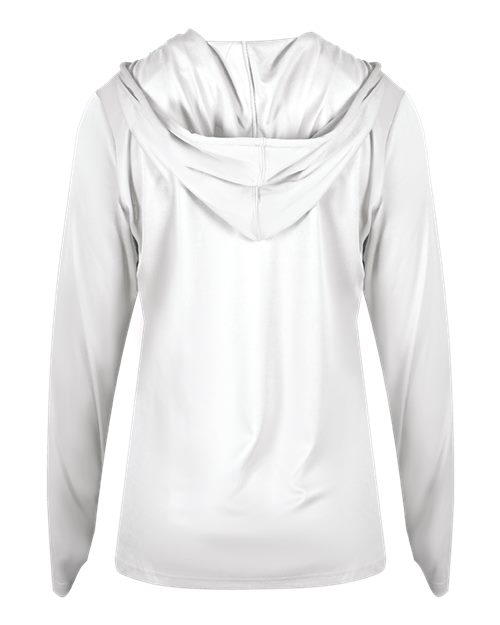 Badger Women's B-Core Long Sleeve Hooded T-Shirt 4165 White