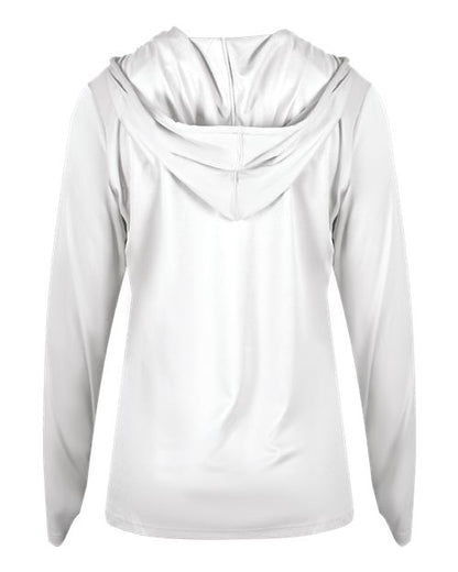 Badger Women's B-Core Long Sleeve Hooded T-Shirt 4165 White