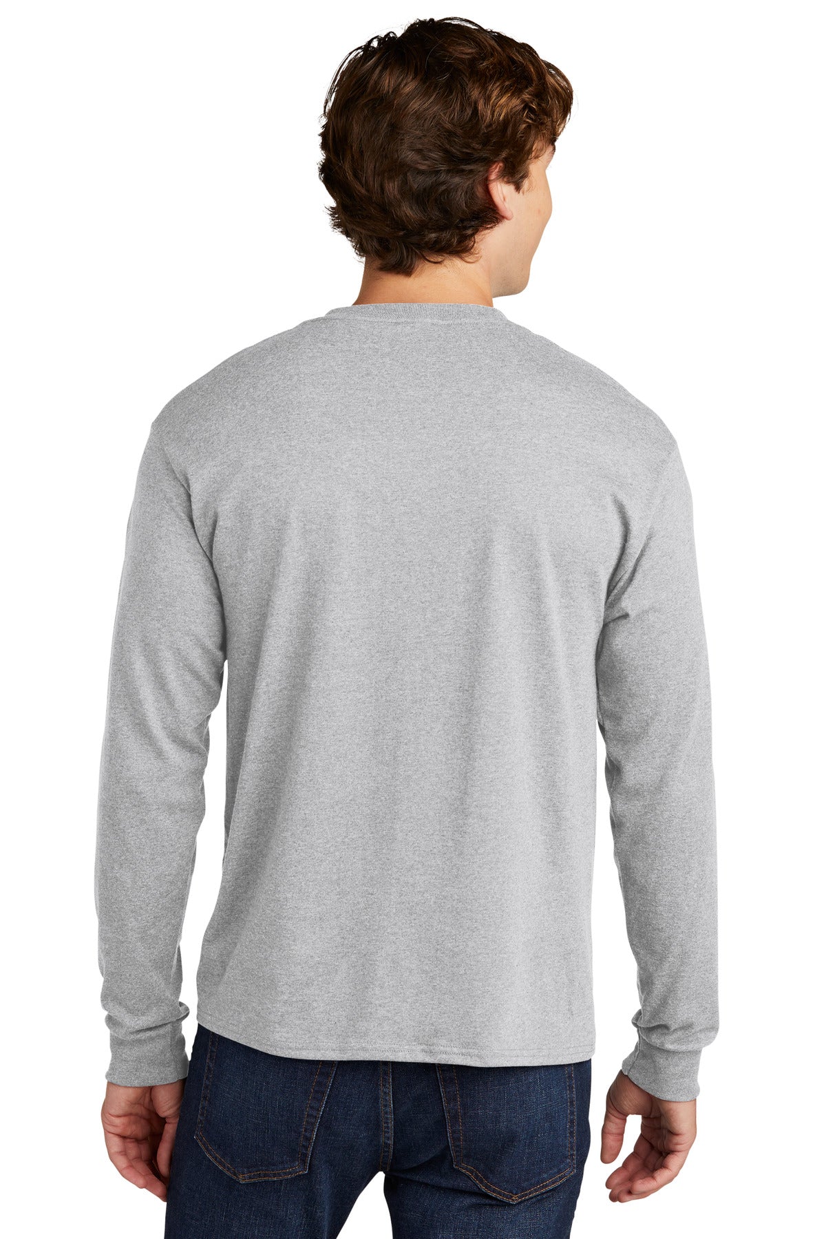 Custom Embroidered Hanes Essential-T 100% Cotton Long Sleeve T-Shirt 5286,Ash