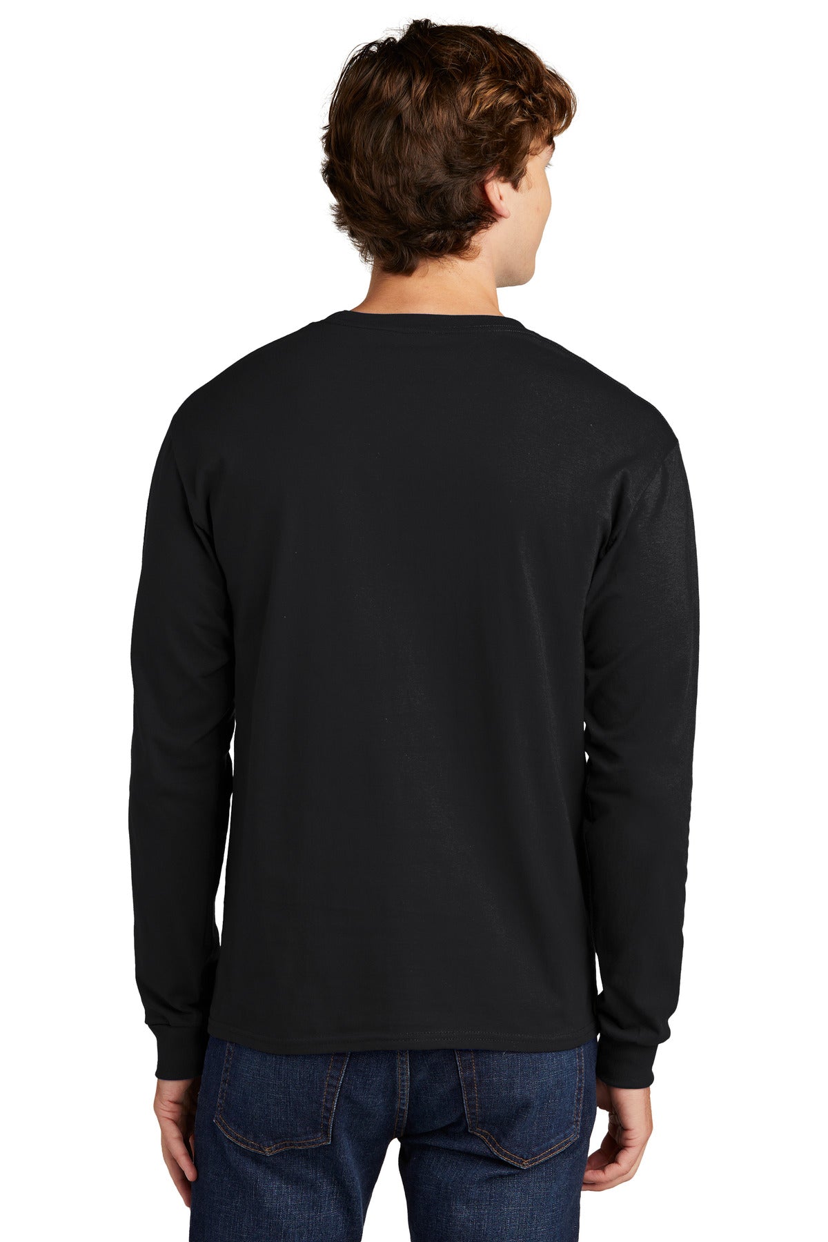 Custom Embroidered Hanes Essential-T 100% Cotton Long Sleeve T-Shirt 5286,Black