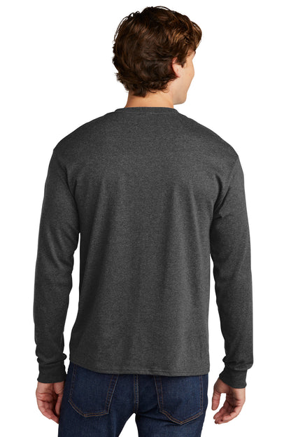 Custom Embroidered Hanes Essential-T 100% Cotton Long Sleeve T-Shirt 5286,Charcoal Heather