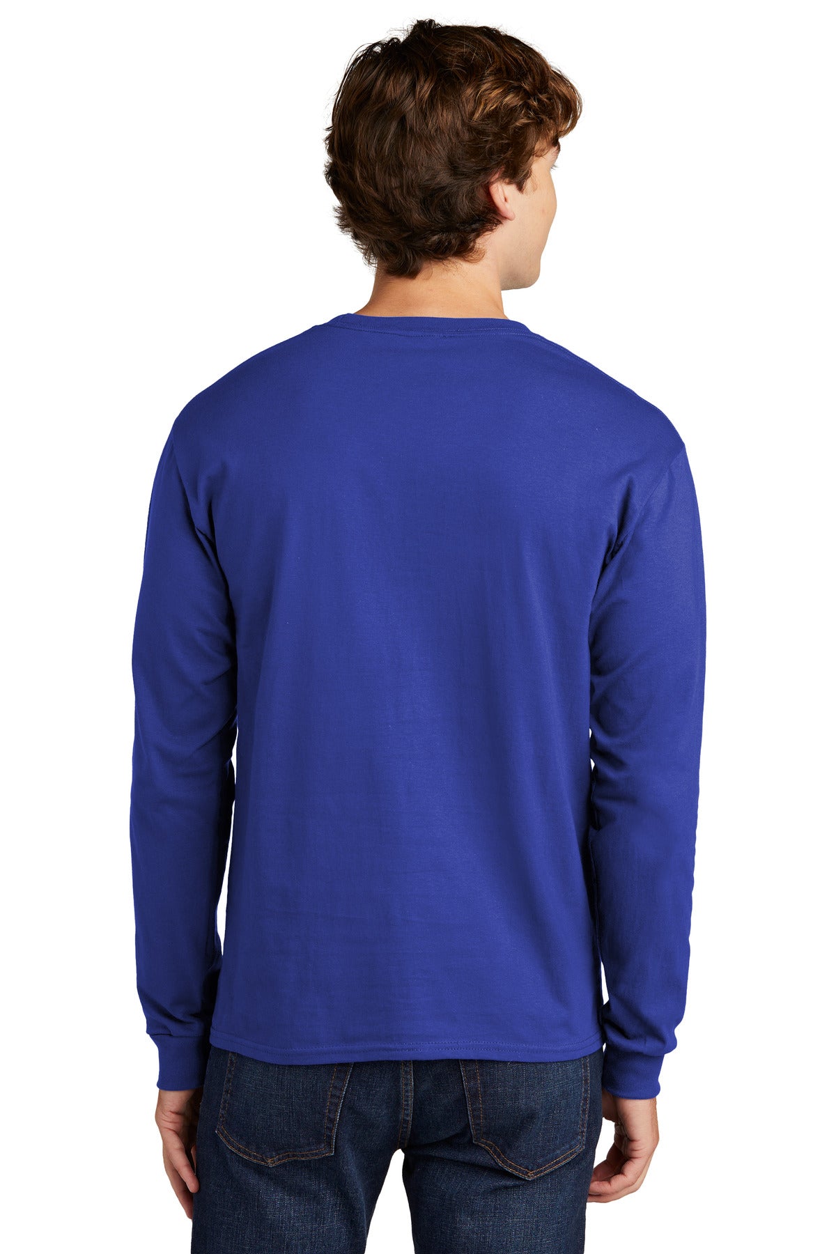 Custom Embroidered Hanes Essential-T 100% Cotton Long Sleeve T-Shirt 5286,Deep Royal