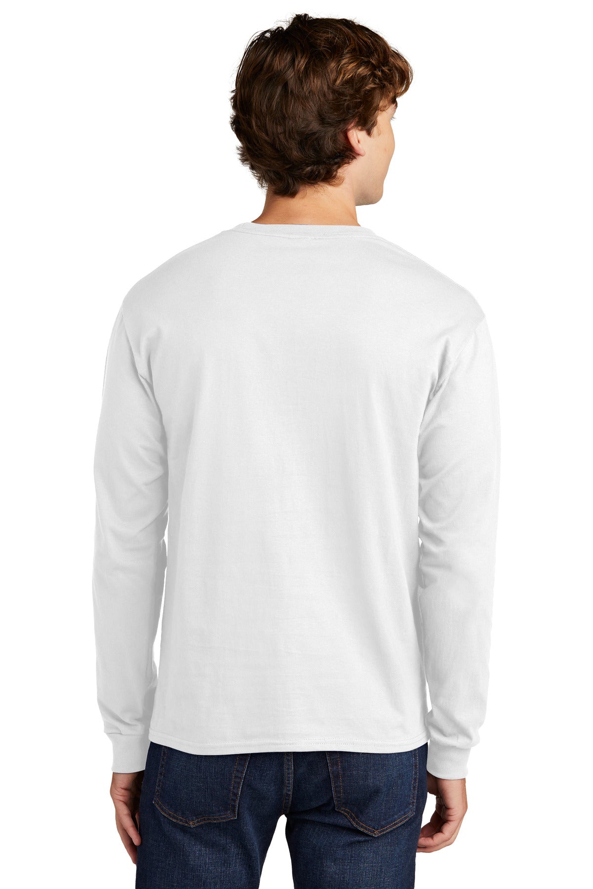 Custom Embroidered Hanes Essential-T 100% Cotton Long Sleeve T-Shirt 5286,White
