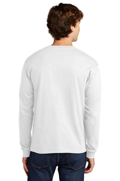 Custom Embroidered Hanes Essential-T 100% Cotton Long Sleeve T-Shirt 5286,White