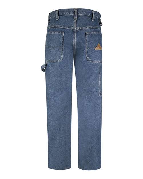 Custom EmbroideredBulwark Men's Flame Resistant Pre-Washed Denim Dungaree 4620 Stone Wash- 37UI