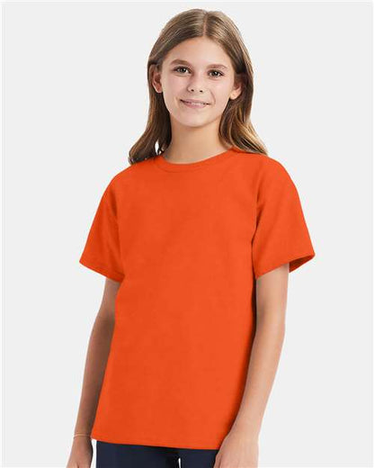 Custom Embroidered  Hanes Essential-T Youth T-Shirt 5480 Orange