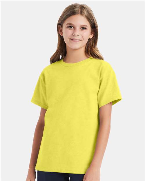 Custom Embroidered  Hanes Essential-T Youth T-Shirt 5480 Yellow