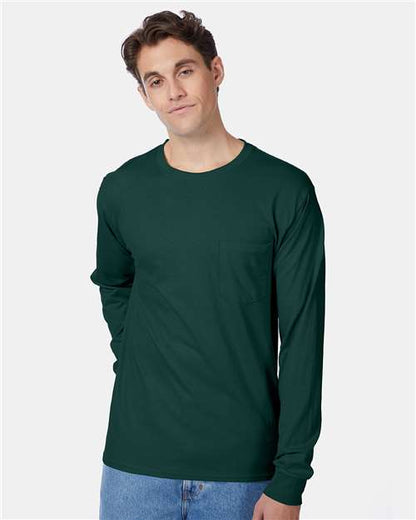 Custom Embroidered  Hanes Authentic Long Sleeve Pocket T-Shirt 5596  