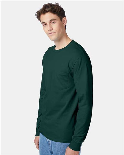 Hanes Authentic Long Sleeve Pocket T-Shirt 5596
