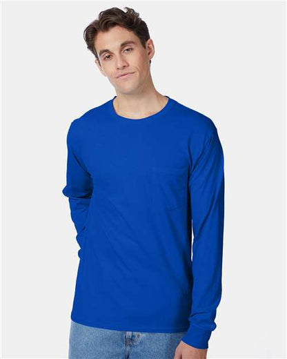 Custom Embroidered  Hanes Authentic Long Sleeve Pocket T-Shirt 5596  