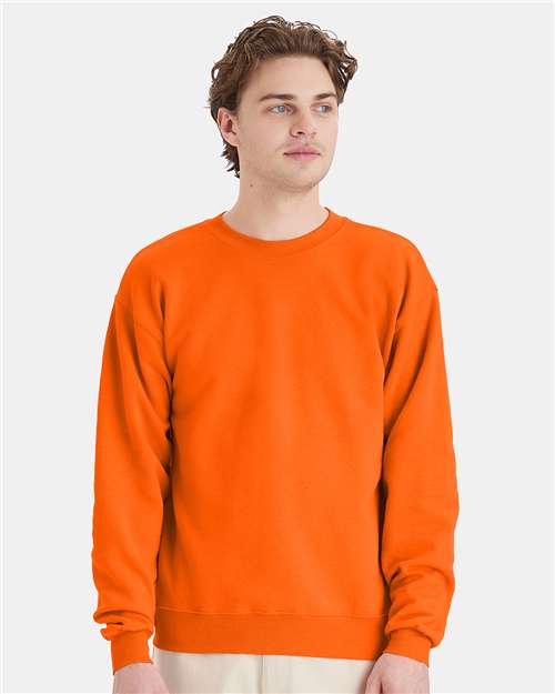 Custom Embroidered  Hanes Ecosmart® Crewneck Sweatshirt P160 Safety Orange
