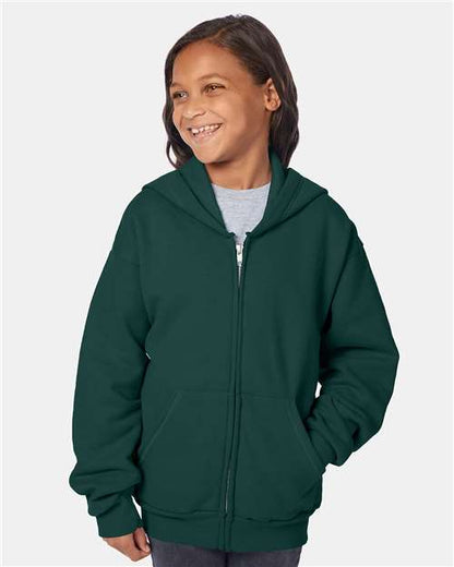 Custom Embroidered  Hanes EcoSmart® Youth Full-Zip Hooded Sweatshirt P480  