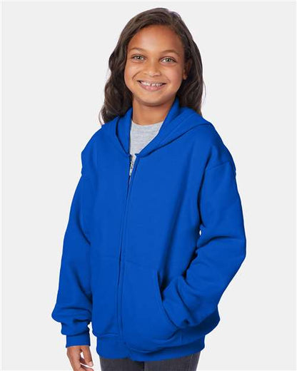 Hanes EcoSmart® Youth Full-Zip Hooded Sweatshirt P480