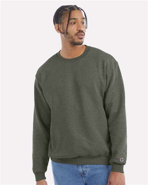Champion Powerblend® Crewneck Sweatshirt S600 Dark Green Custom Embroidered Business Logo