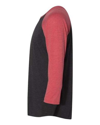 Next Level Triblend Three-Quarter Raglan T-Shirt 6051 Vintage Red Sleeves/ Vintage Black Body