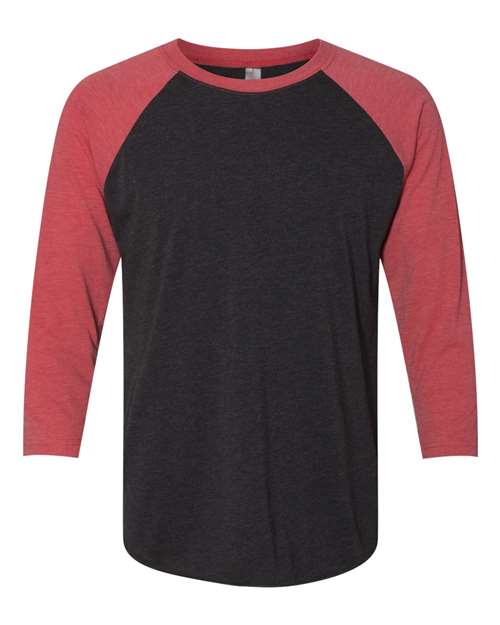 Next Level Triblend Three-Quarter Raglan T-Shirt 6051 Vintage Red Sleeves/ Vintage Black Body