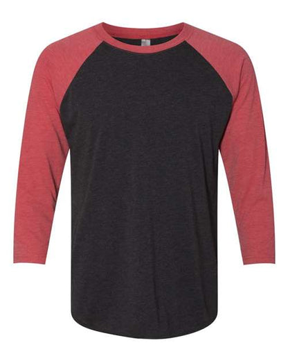 Next Level Triblend Three-Quarter Raglan T-Shirt 6051 Vintage Red Sleeves/ Vintage Black Body