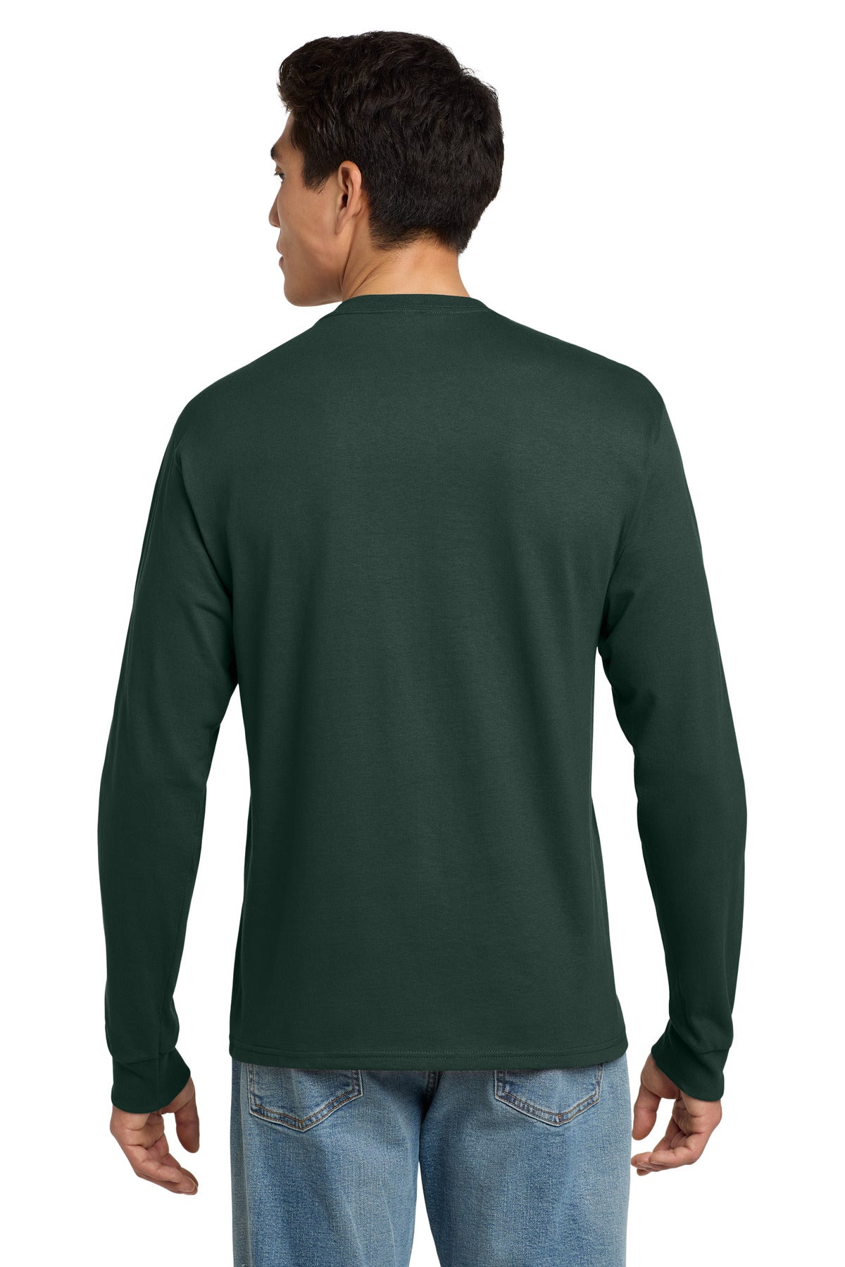 Custom Embroidered Hanes - Authentic 100% Cotton Long Sleeve T-Shirt.  5586,Deep Forest