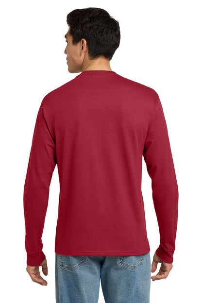 Custom Embroidered Hanes - Authentic 100% Cotton Long Sleeve T-Shirt.  5586,Deep Red