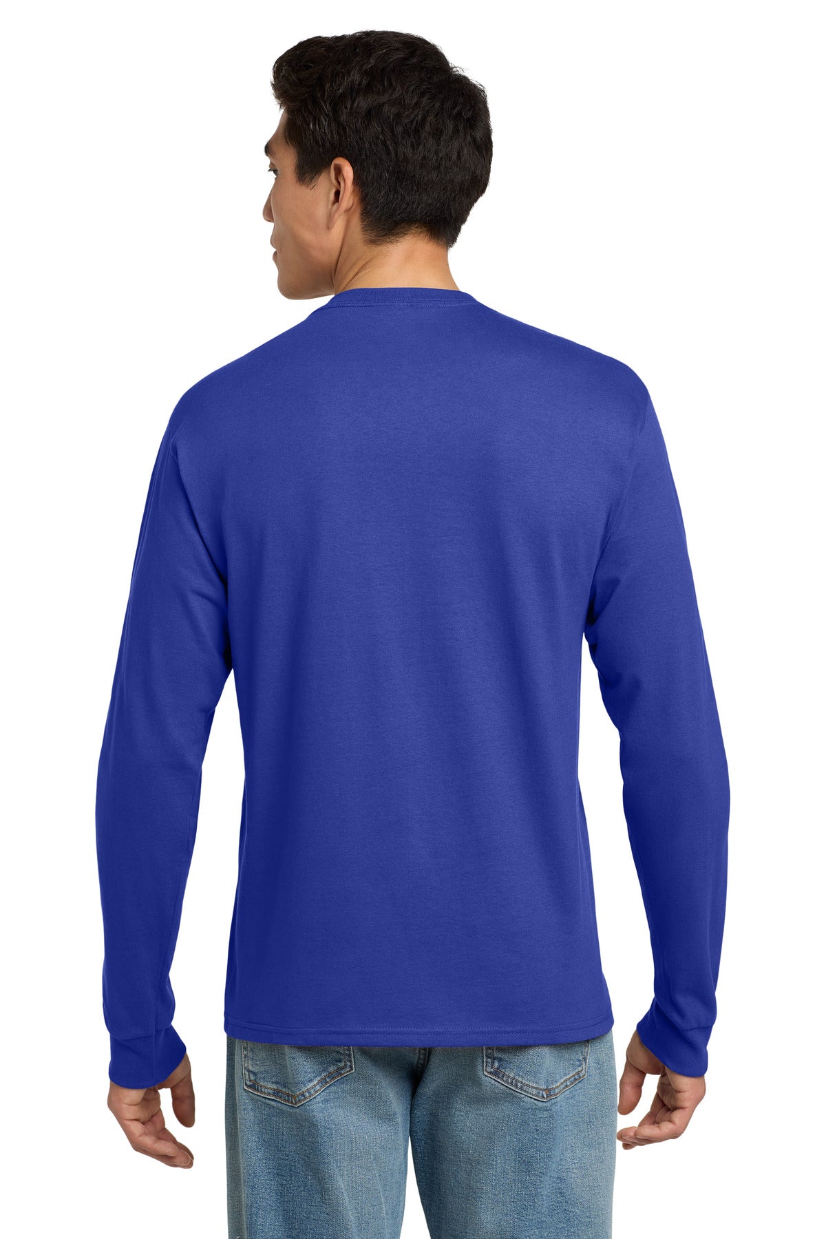 Custom Embroidered Hanes - Authentic 100% Cotton Long Sleeve T-Shirt.  5586,Deep Royal