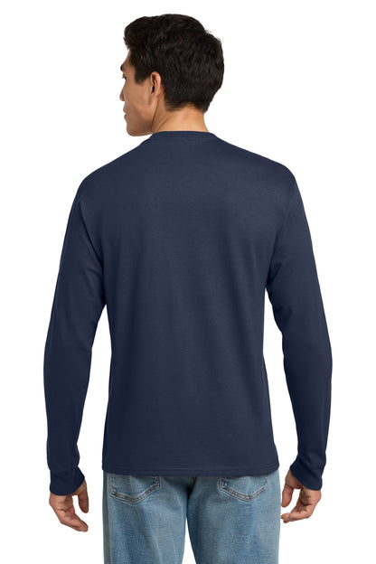 Custom Embroidered Hanes - Authentic 100% Cotton Long Sleeve T-Shirt.  5586,Navy