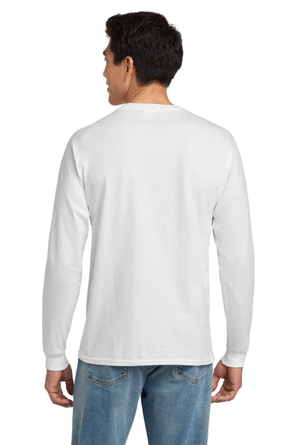 Custom Embroidered Hanes - Authentic 100% Cotton Long Sleeve T-Shirt.  5586,White