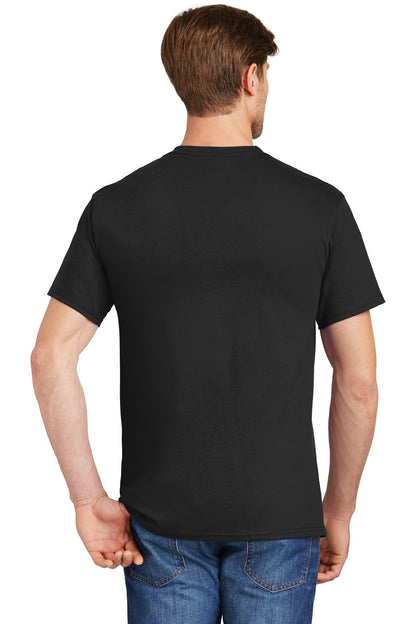 Custom Embroidered Hanes - Authentic 100%  Cotton T-Shirt with Pocket.  5590,Black