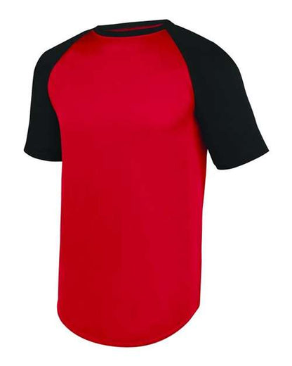 Custom EmbroideredAugusta Sportswear Unisex Wicking Short Sleeve Baseball Jersey 5197 Red/ Black