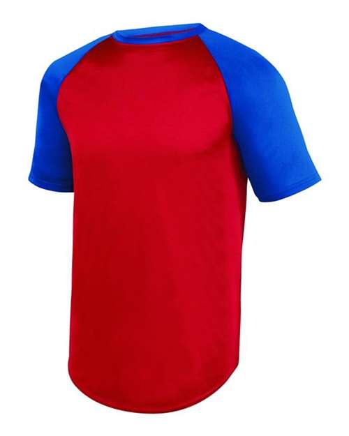 Custom EmbroideredAugusta Sportswear Unisex Wicking Short Sleeve Baseball Jersey 5197 Red/ Royal