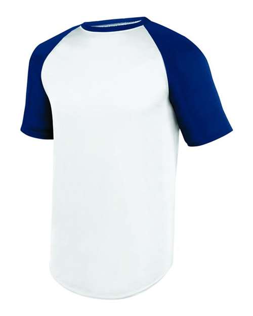 Custom EmbroideredAugusta Sportswear Unisex Wicking Short Sleeve Baseball Jersey 5197 White/ Navy