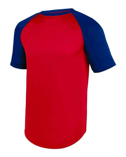 Custom EmbroideredAugusta Sportswear Unisex Wicking Short Sleeve Baseball Jersey 5197 Red/ Navy