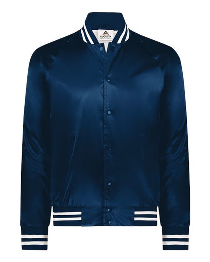Augusta Sportswear Satin Baseball Jacket Striped Trim 3610