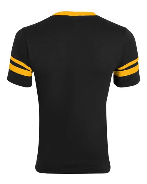Augusta Sportswear V-Neck Jersey with Striped Sleeves 360 Black/ Gold