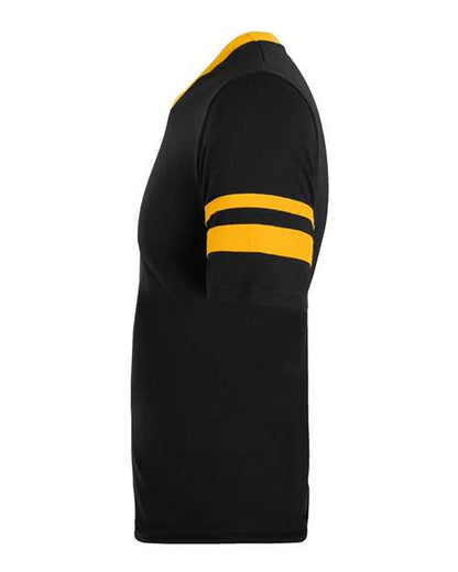 Augusta Sportswear V-Neck Jersey with Striped Sleeves 360 Black/ Gold