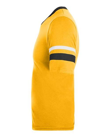 Augusta Sportswear V-Neck Jersey with Striped Sleeves 360 Gold/ Black/ White