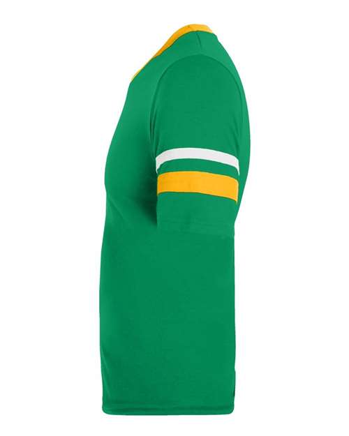 Augusta Sportswear V-Neck Jersey with Striped Sleeves 360 Kelly/ Gold/ White