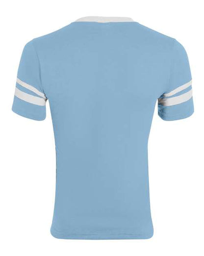 Augusta Sportswear V-Neck Jersey with Striped Sleeves 360 Light Blue/ White