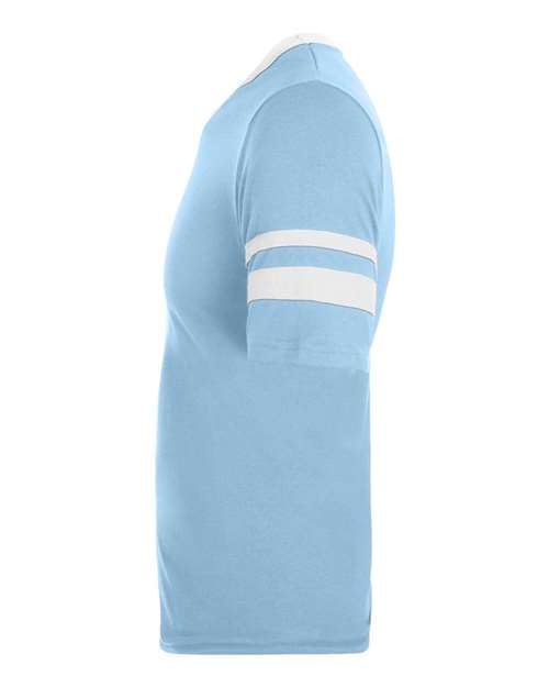 Augusta Sportswear V-Neck Jersey with Striped Sleeves 360 Light Blue/ White