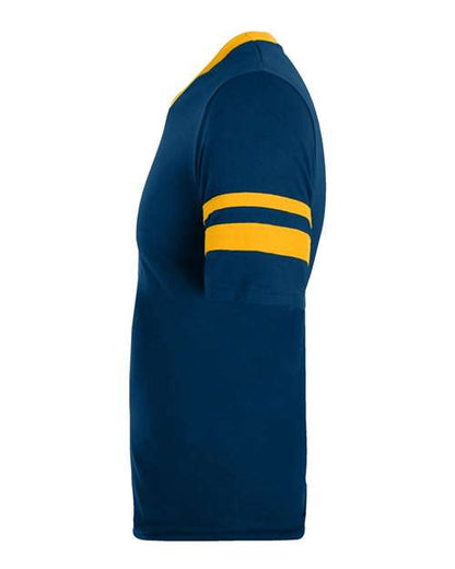 Augusta Sportswear V-Neck Jersey with Striped Sleeves 360 Navy/ Gold