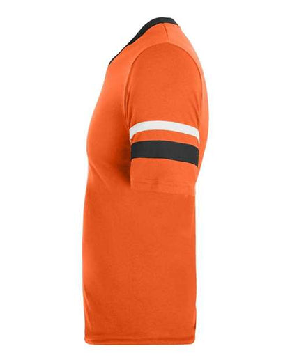 Augusta Sportswear V-Neck Jersey with Striped Sleeves 360 Orange/ Black/ White