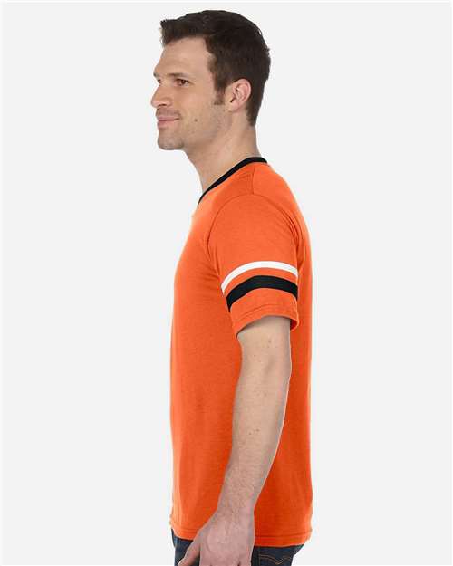 Augusta Sportswear V-Neck Jersey with Striped Sleeves 360 Orange/ Black/ White