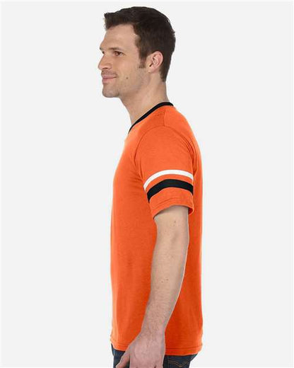 Augusta Sportswear V-Neck Jersey with Striped Sleeves 360 Orange/ Black/ White